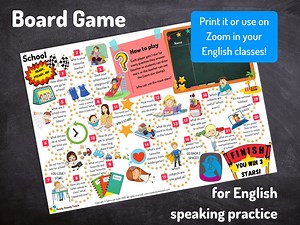 SCHOOL Board Game for English / ESL / TEFL Classes. Play on Zoom. Printable. English Speaking Practice. Inbuilt Reward System. - Etsy