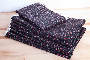 Vintage Mary Engelbreit Red Cherry on Black Cotton Fabric Remnant - Etsy