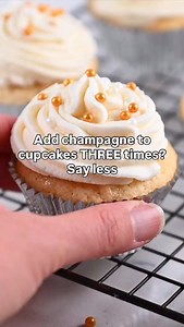I’ll say more: CHAMPAGNE CUPCAKES have bubbly IN the cupcake, a soak AND the frosting. Gorgeous, easy to make, and you can use NA spirits too!⁠ ⁠ Comment LINK for the recipe or you can find it online here: https://www.crazyforcrust.com/champagne-cupcakes/⁠ ⁠ #cupcakes #nyerecipe #champagnerecipe | CrazyforCrust