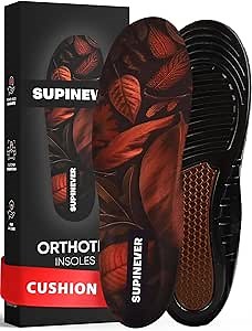 Work Boot Insoles for Men and Women - Low Arch Support - Effective Foot Pain Relief - All Day Comfort Orthotic Insoles - Shock-Absorbing Anti-Fatigue Shoe Inserts (M, Brown)