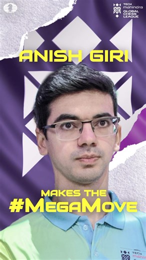 Zero chill. All class. Reigning Grand Swiss 2025 Anish Giri joins Season 3. Which team will pick him at the GCL draft? #TechMGCL #MegaMove | Tech Mahindra Global Chess League
