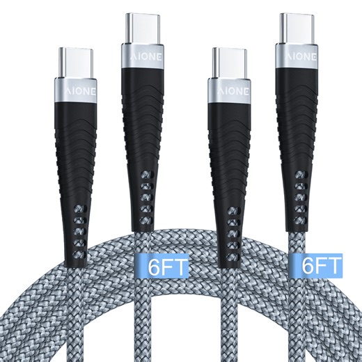 Aione Usb C to Usb C Cable, C to C Charging Cord [2Pack 6FT] 60W, Type C Charger Cord Nylon Braided Compatible with iPhone 16/15, Samsung Galaxy - Walmart.com