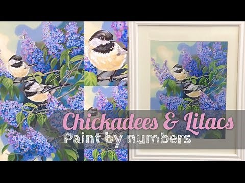 Chickadees and Lilacs | Paint by numbers acrylic speedpaint tutorial