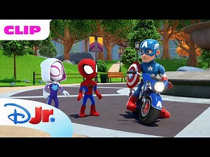 Captain America Lends Spidey His Shield!🛡️ | Marvel's Spidey and his Amazing Friends | @disneyjr - Videos For Kids
