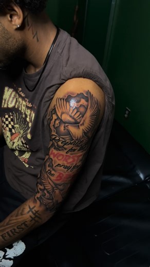 Two Tatted 🦅 on Instagram: "Finished off my lil bro outer sleeve! He needed to feel some pain.. Check how dope it came out 🔥🔥 . #twotatted #explore #explorepage #tattoo #sleevetattoo"