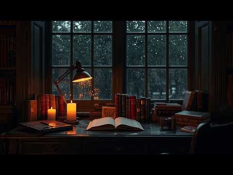 Rainy Library Study Music — Midnight Study Session Piano (3 Hours)