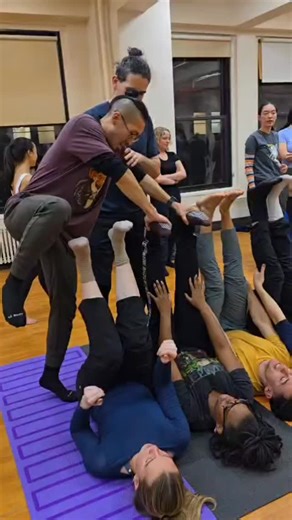 Acroyoga Learning Lab NYC on Instagram: "Sometimes, we do silly things at the end of class! #acroyoga #acroyoganyc #acroyogaclass"