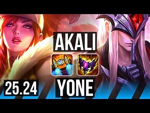 AKALI vs YONE (MID) | 13/1/8 | KR Master | 25.24