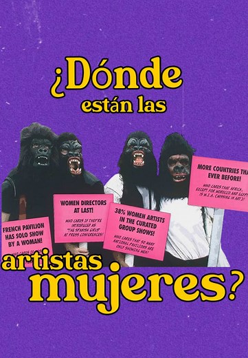 ¿Dónde están las mujeres artistas? 🗣️🗣️🗣️ Las Guerrilla Girls aparecieron en el Soho de Nueva York para visibilizar la falta de diversidad en museos y galerías. Se dice que en una de sus primeras reuniones, alguien escribió “gorilla” en lugar de “guerrilla” lo que terminó definiendo el nombre del movimiento. En el año 2000 surgieron tres grupos: • Guerrilla Girls, Inc. → la continuación del grupo original, enfocada en arte y museos • Guerrilla Girls Broadband → activismo digital y online • Gu