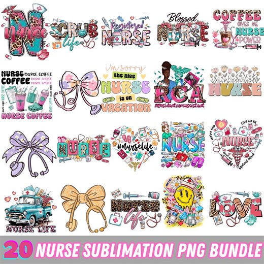 Nurse Sublimation PNG Bundle | Medical Quotes, Clipart, Shirt Designs - Etsy