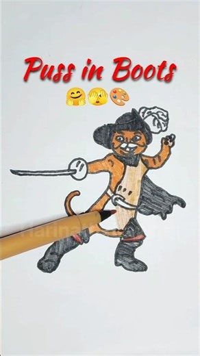 How to Draw Puss in Boots | puss in boots cartoon drawing easy | #pussinboots #drawing #art #shorts