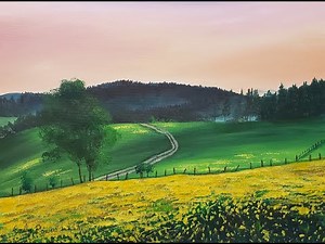 Beautiful Rolling Hills Landscape Step-By-Step Acrylic Painting Tutorial