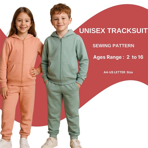 Kids Hoodie and Jogger Set Sewing Pattern | Unisex Tracksuit | Sweatshirt and Sweatpants PDF Pattern | Ages 2–16 - Etsy