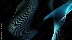 Seamless loop: Blue elegant dynamic abstract lines in motion. Computer, technology, engineering, business and office theme. Abstract stylish wave animation. Depth of field settings. 3D rendering.