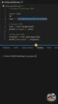 Escape & Unescape HTML in Python — html.escape() explained #shorts #pythontamil