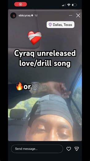 Dallas drill artist ebk Cyraq plays snippet of love song on ig story