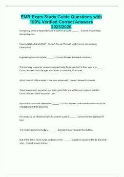 EMR Exam Study Guide Questions with 100 Verified Correct Answers 20252026199