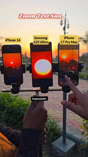 1.6K views · 6.2K reactions | iPhone 16 VS Samsung Galaxy S25 Ultra VS iPhone 17 Pro Max Sun Zoom Comparison  #fblifestyle | Sam Khan | Facebook