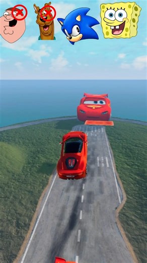 Griffin Vs scooby-Doo Vs Sonic Vs SpongeBob 🧽 |Beamng drive #cartoonshow #gaming