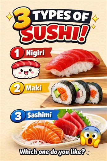 Discover 3 must-know sushi types: nigiri, maki, and sashimi—perfect for beginners! #sushi