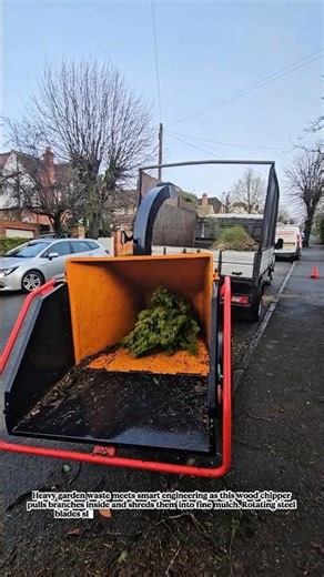 Powerful Wood Chipper! Tree Waste Turned Into Mulch in Seconds 😱🌳 #Shorts