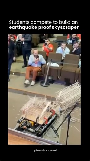 True Elevation AI on Instagram: "Students around the world are now competing to design earthquake-resistant skyscrapers that can survive extreme stress tests, using scaled structural models to simulate how real towers respond to seismic forces. These projects combine principles from civil engineering, structural dynamics and modern materials science to explore how geometry, reinforcement patterns and weight distribution influence overall stability. As the platforms shake, the models reveal which