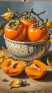 Persimmon art with acrylic color #acrylicpainting | Color Palette