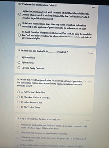 What was the "Nullification Crisis"?A) North Carolina agreed w... | Filo