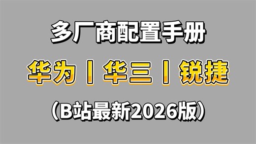 【网络工程师】全网最全多厂商配置命令文档，存下吧，很难找全的（附配置手册）内含华为 华三 锐捷/三大厂商配置命令手册！收藏吃灰系列~
