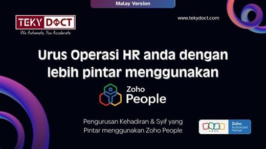 Pengurusan Kehadiran Syif Pintar Jadi Mudah dengan Zoho People | TekyDoct | HR Software Webinar | Rizna Ashik