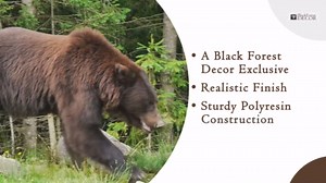 BLACK FOREST DECOR Black Bear & Log Basket – Hand-Painted Polyresin Basket with Pinecone Accents, 13.5" x 9.5" x 10"