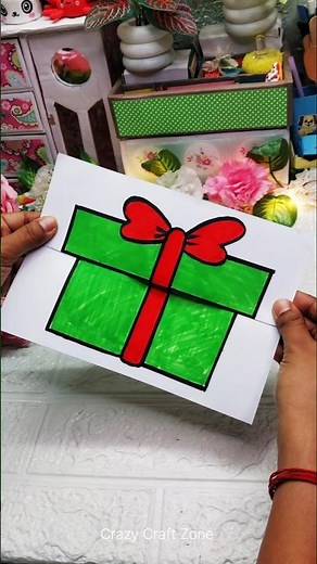 DIY Magical Christmas Gift Box Card/How to make Happy Christmas Greeting Card #shorts #christmas