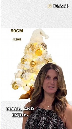 Festive Tabletop Christmas Tree 2025 | Golden Ornaments & Snow Flocked Design!