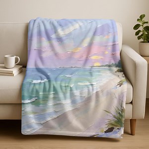 Coastal Sunset Blanket – Soft Lightweight Beach Throw, Ocean Seaside Home Décor - Etsy