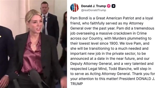 President Trump confirms Pam Bondi is OUT as Attorney General