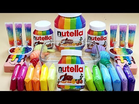 Rainbow NUTELLA Slime Mixing Random Into Slime! Satisfying Slime Video ASMR