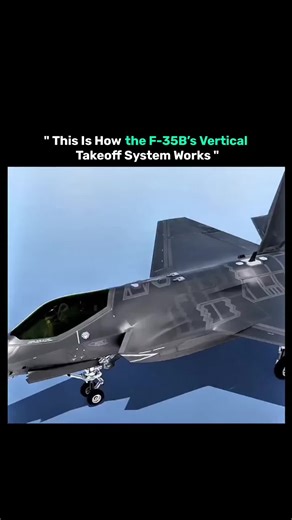 Explain Nexus on Instagram: "The F-35’s vertical takeoff system is used only by the F-35B variant, not all F-35s. It allows the aircraft to take off vertically or from very short runways. Instead of relying only on engine thrust like older jets, the F-35B uses a lift-fan system. A powerful fan behind the cockpit is connected to the main engine by a shaft. During vertical or short takeoff, this fan pushes air straight downward, creating lift at the front of the aircraft. At the same time, the eng