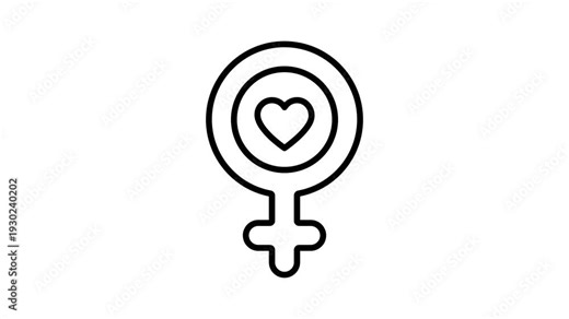 A trendy outline style animated icon of female gender sign