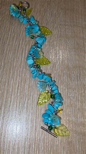 Ocean Garden Bracelet 🌿💎 | Handmade Turquoise & Leaf Beaded Jewelry #jewelry #bracelet