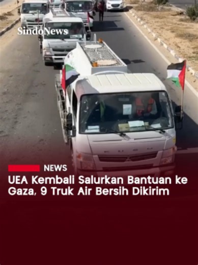 Uni Emirat Arab (UEA) menyerahkan 9 truk tangki air minum kepada Coastal Municipalities Water Utility di Jalur Gaza pada Senin. Bantuan tersebut menjadi bagian dari Operation Chivalrous Knight 3, yang terus menyalurkan bantuan kemanusiaan bagi masyarakat Gaza. Pengiriman terbaru ini membuat total truk tangki air yang disalurkan melalui operasi tersebut sejak Oktober 2023 mencapai 50 unit. Dalam sepekan terakhir, empat konvoi bantuan UEA juga disebut memasuki Gaza dengan membawa 57 truk dan 9 tru