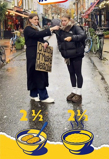 Time for you to break the tie 👇 We took to the streets to find out whether Weetabix eaters are team crunchy or team mushy 🥣 Get involved in the debate in the comments! #HaveYouHadYours #DebateTheBix