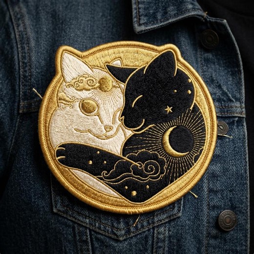 Yin Yang Cats Iron on Patch, Sun and Moon Celestial Cat Embroidered Patch, Celestial Black White Cat Patch for Jackets Bags, Mystical Gift - Etsy