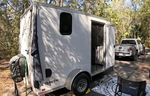 This DIY Camper Is Built Out of an All-Aluminum Cargo Trailer and Can Fit Three People