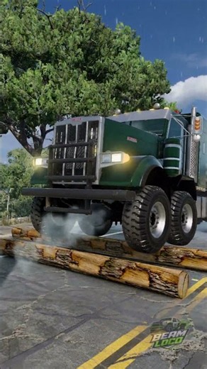 Double-Decker Bus and Wheel Loader vs Wooden Logs! 🪵 #beamngdrive