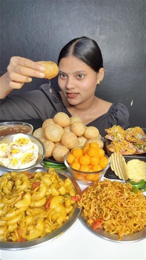 Eating Street Food Challenge | Golgappa,Pasta, Momo | Spicy Maggi Eating #shorts #foodchallenge