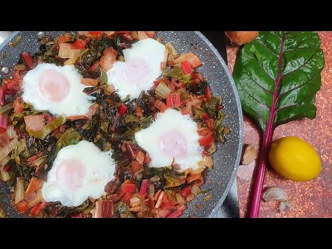 Sautéed Rainbow Chard with Bacon and Eggs