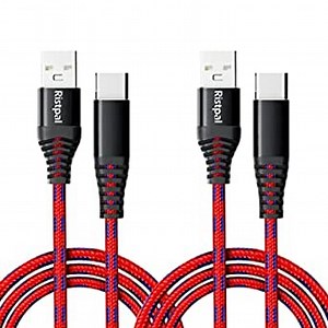 USB Type C Fast Charging Cable, Nylon Braided, (2 Pack 10Ft), Quick Charger Cable Red Color, 10 Foot High Speed Data Sync Charging Cable for Android, Samsung, Nexus, LG, HTC, OnePLUS, Sony, and More…