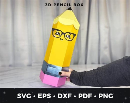 Big Pencil Gift Box SVG, Teacher Gift Box, 3D Pencil Favor Box PDF, DIY Classroom Gift, Back to School Gift Box, Paper Pencil Craft Decor - Etsy