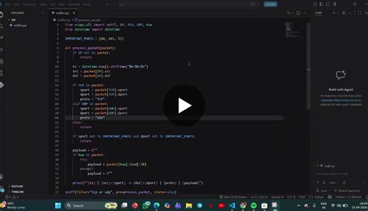 #cybersecurity #python #networking #packetsniffer #learningbydoing #techprojects #opentowork | Aleena Joji