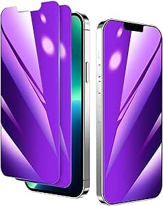 2 Pack for iPhone 15 Pro Max Privacy Screen Protector, Purple Stylish Anti Blue Light Tempered Glass Film for iPhone 15 Pro Max Screen Protector 6.7 Inch, Touch Sensitivity Bubble Free